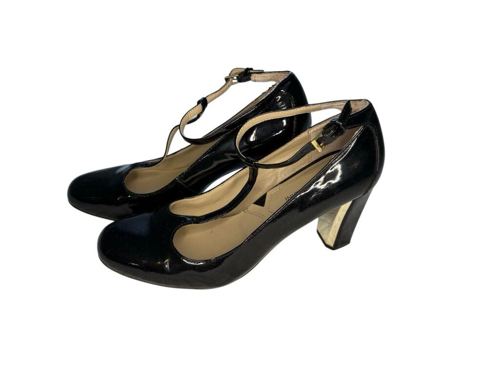 Adrienne Vittadini black patent leather t-strap heels - 8.5